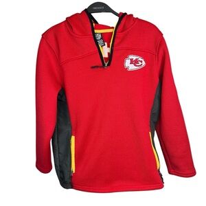 NFL Kids Red and Black KC Chiefs Hoodie fleece jacket with Yellow Accents